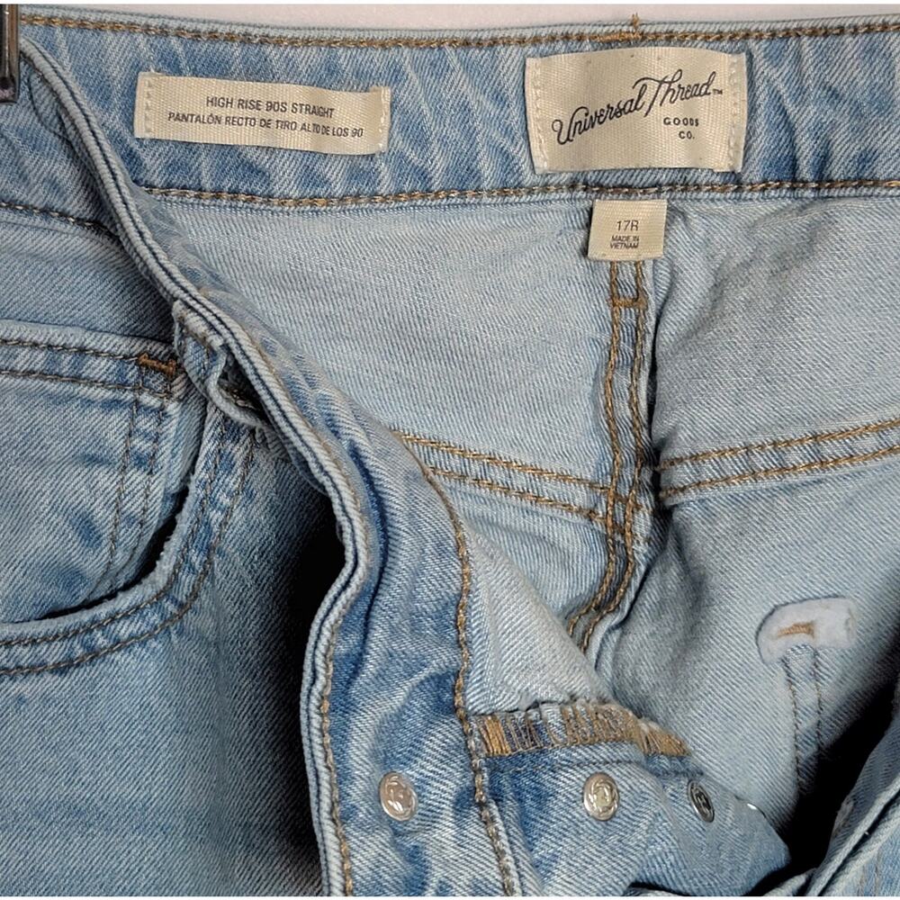 Womens Universal Thread High Rise 90s Straight Light Wash Denim Jeans Sz: 17R - Picture 6 of 16